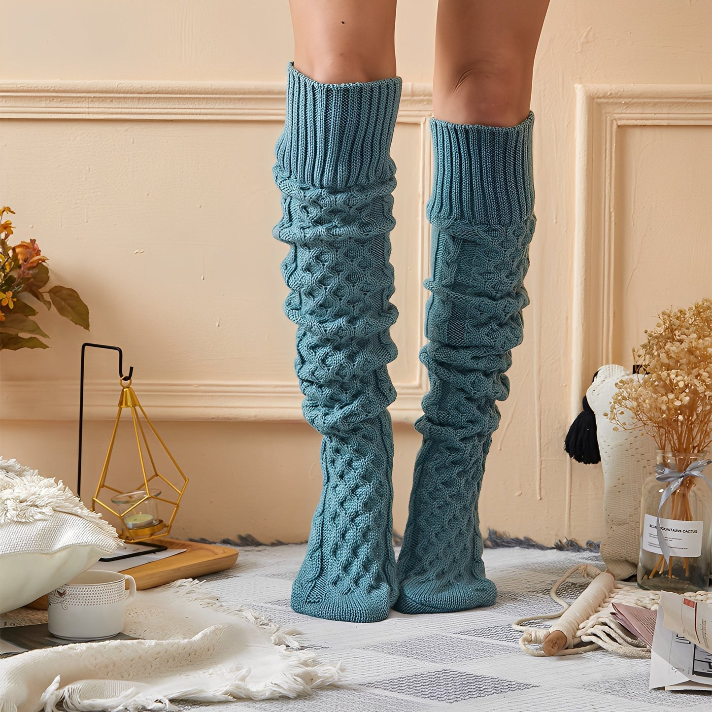 Jillian - Chaussettes longues en laine, élégantes et chaudes pour femmes