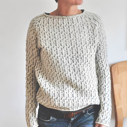 Lucrèce - Casual knitted sweater with boat neckline for women