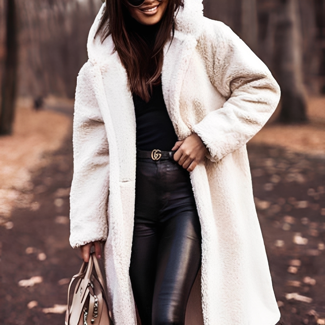 Lucette - Manteau d'hiver à capuche en fausse fourrure pour femme