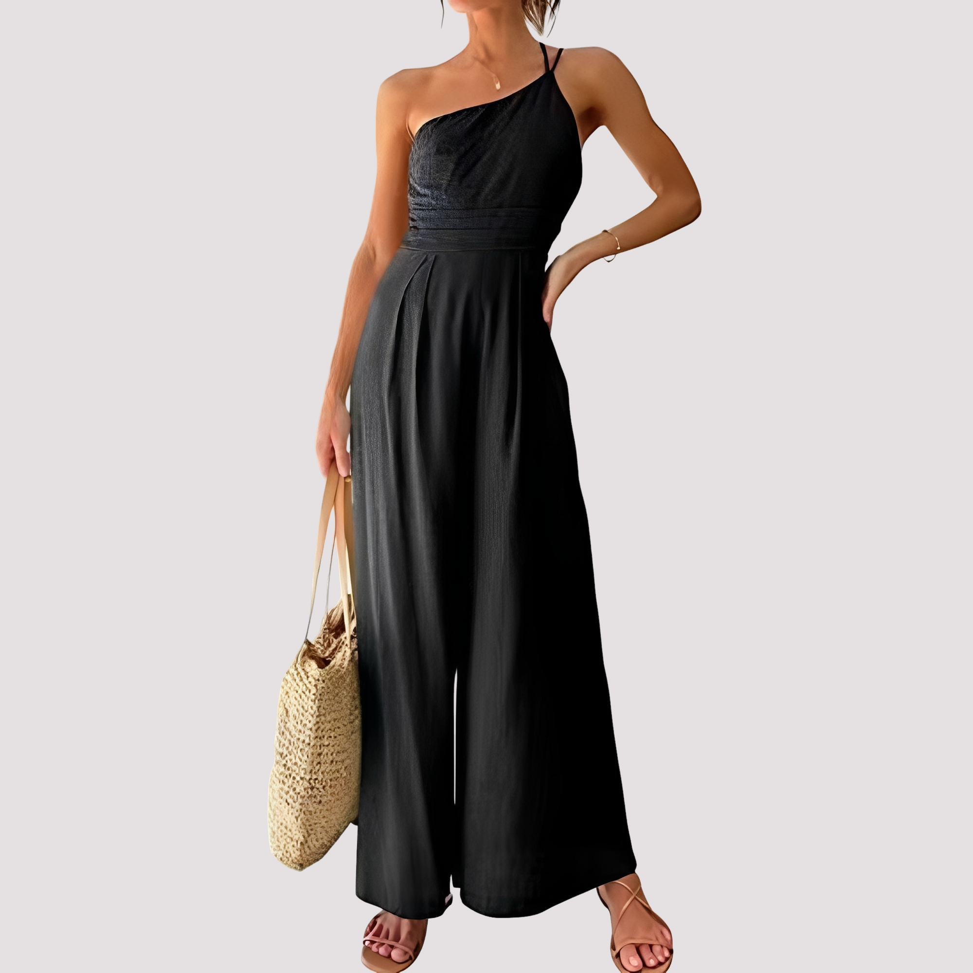 Carla - Combinaison femme chic à une épaule et jambes larges