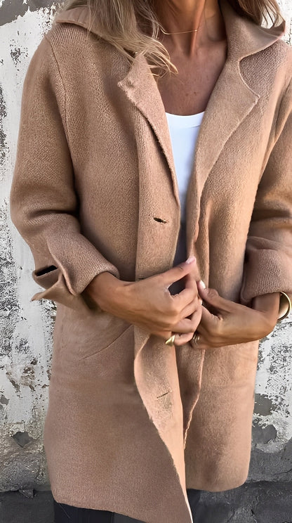 Meridith - Élégant manteau long à col à revers pour femmes