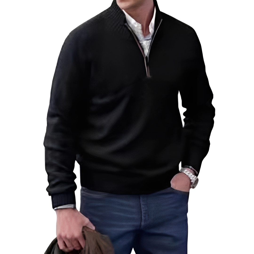 Matéo - Herrenpullover aus Strick mit halbem Reißverschluss