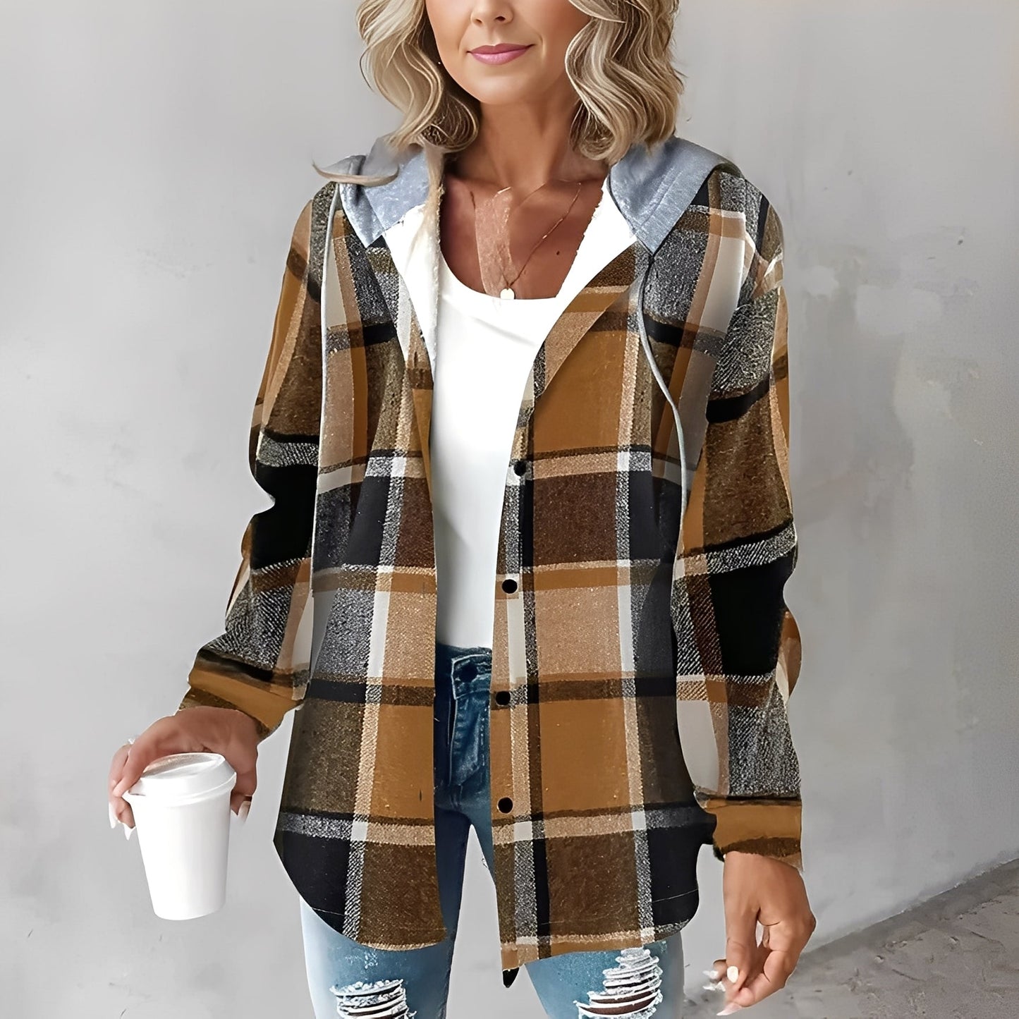 Martina - Manteau décontracté en laine à capuche pour femmes