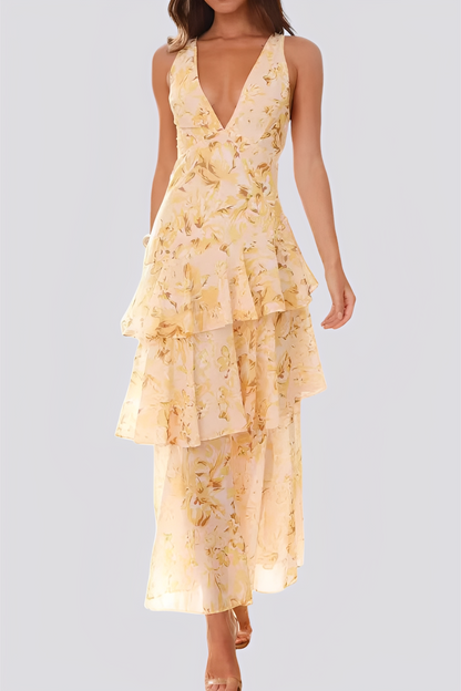 Tiffany - Elegantes langes Kleid mit Neckholderkragen für Damen