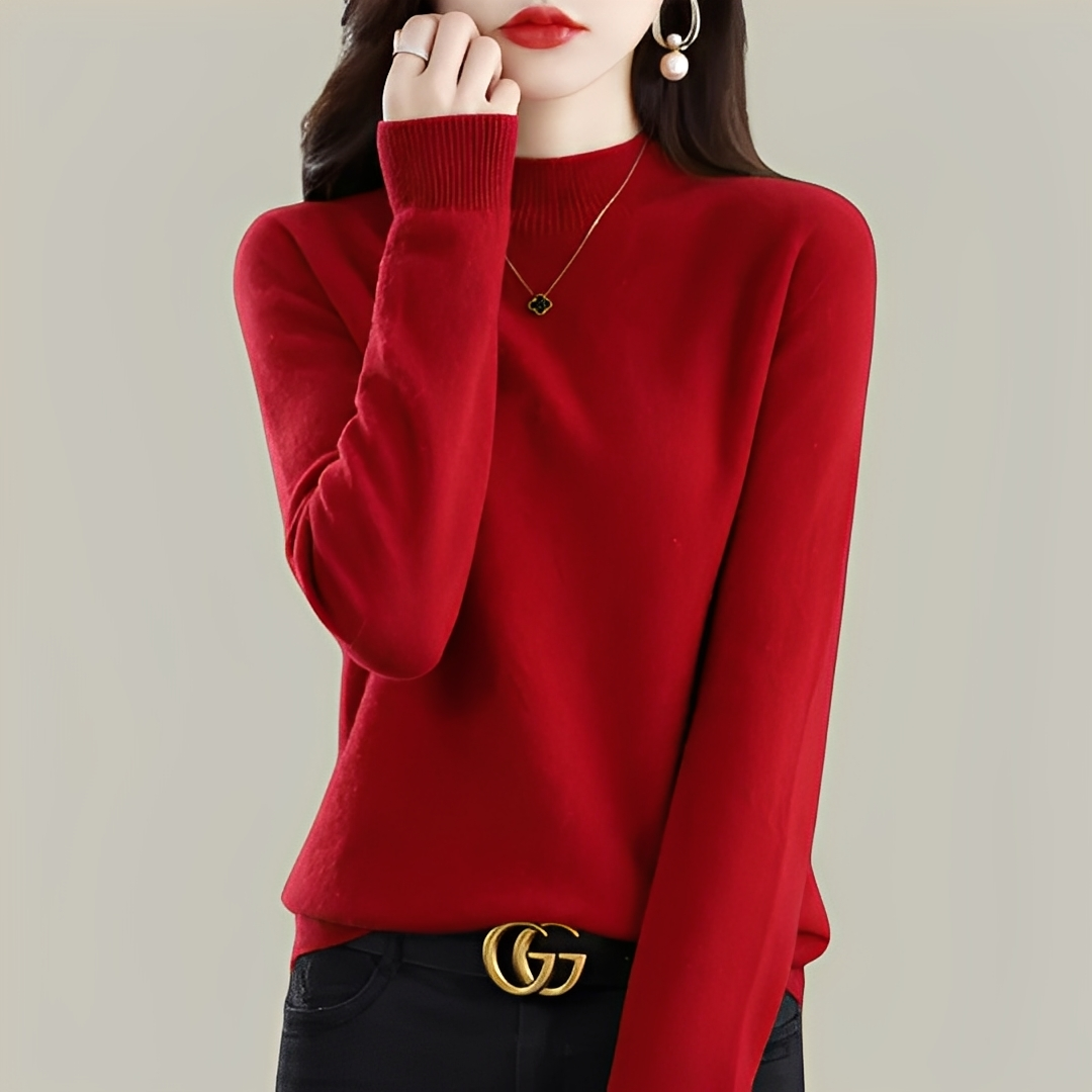 Martine - Slim-fitting wool sweaters with high collar for women