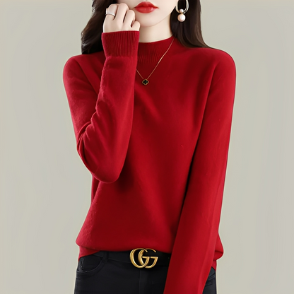 Martine - Slim-fitting wool sweaters with high collar for women