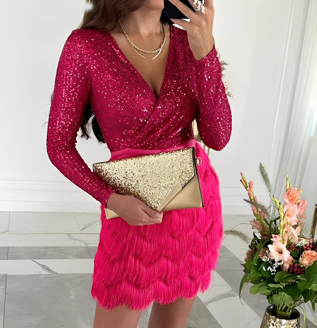 Isabelle - Petite robe à paillettes élégante