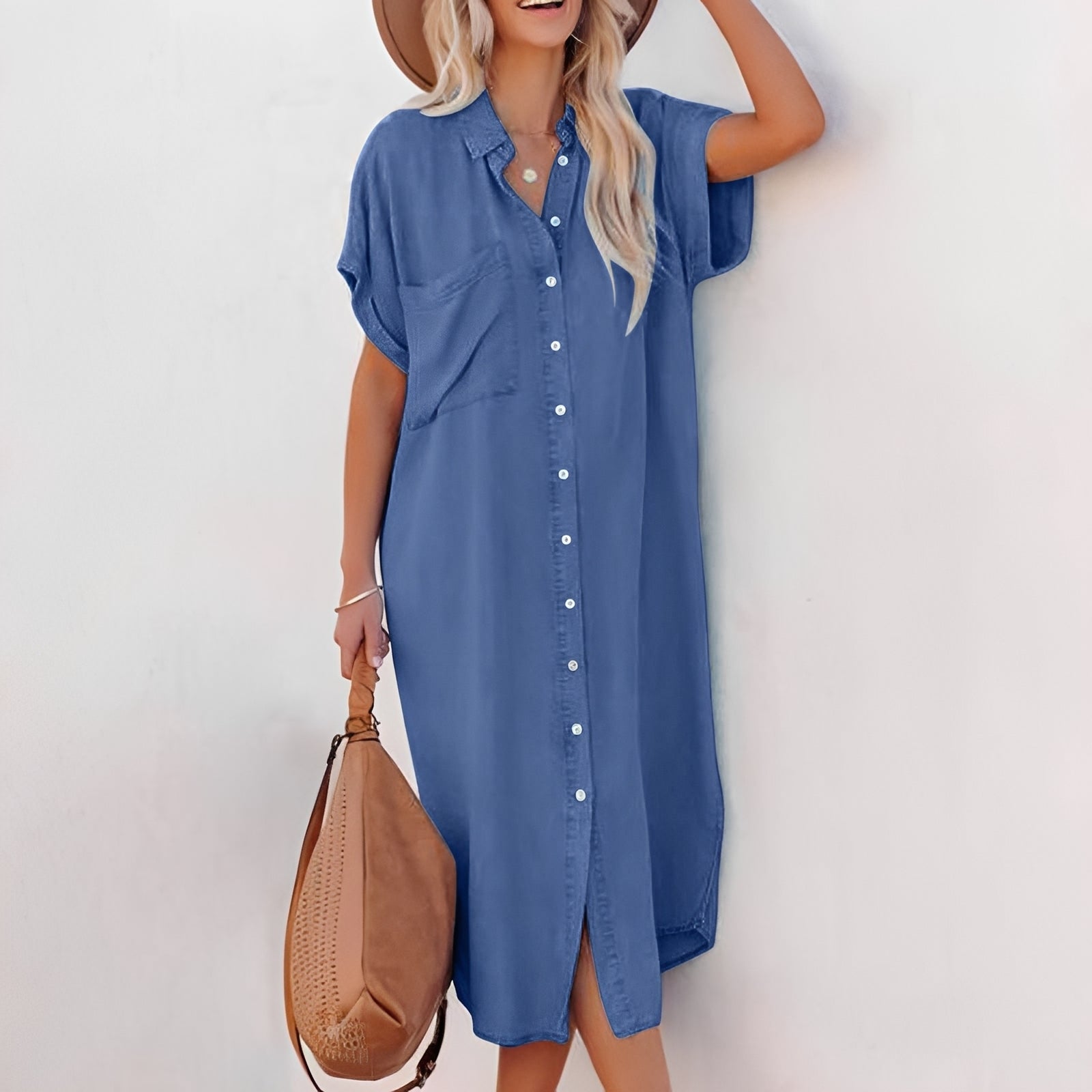 Crystal - Robe-chemise en jean ample pour femmes