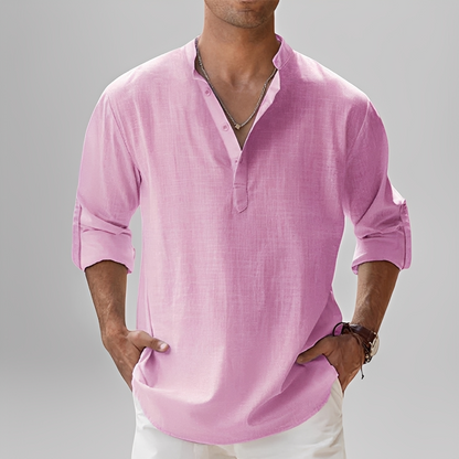 Ezriel - Bequemes Hemd mit halber Knopfleiste für Herren