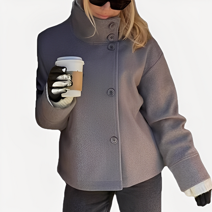 Carolyn - Manteau en laine élégant avec boutonnage simple pour femmes