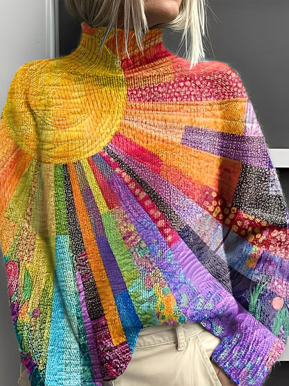 Giselle - Pull femme tendance au col roulé coloré