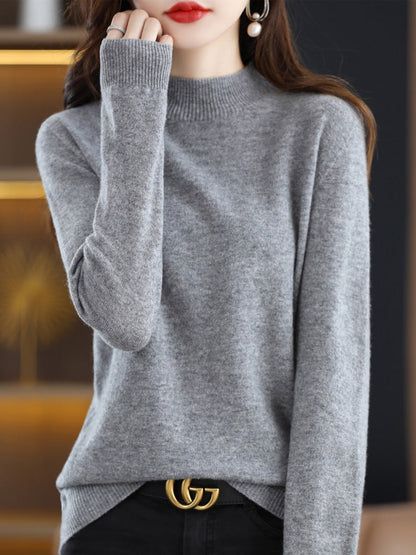 Carrie - Cozy and elegant sweater with mid-high collar for women