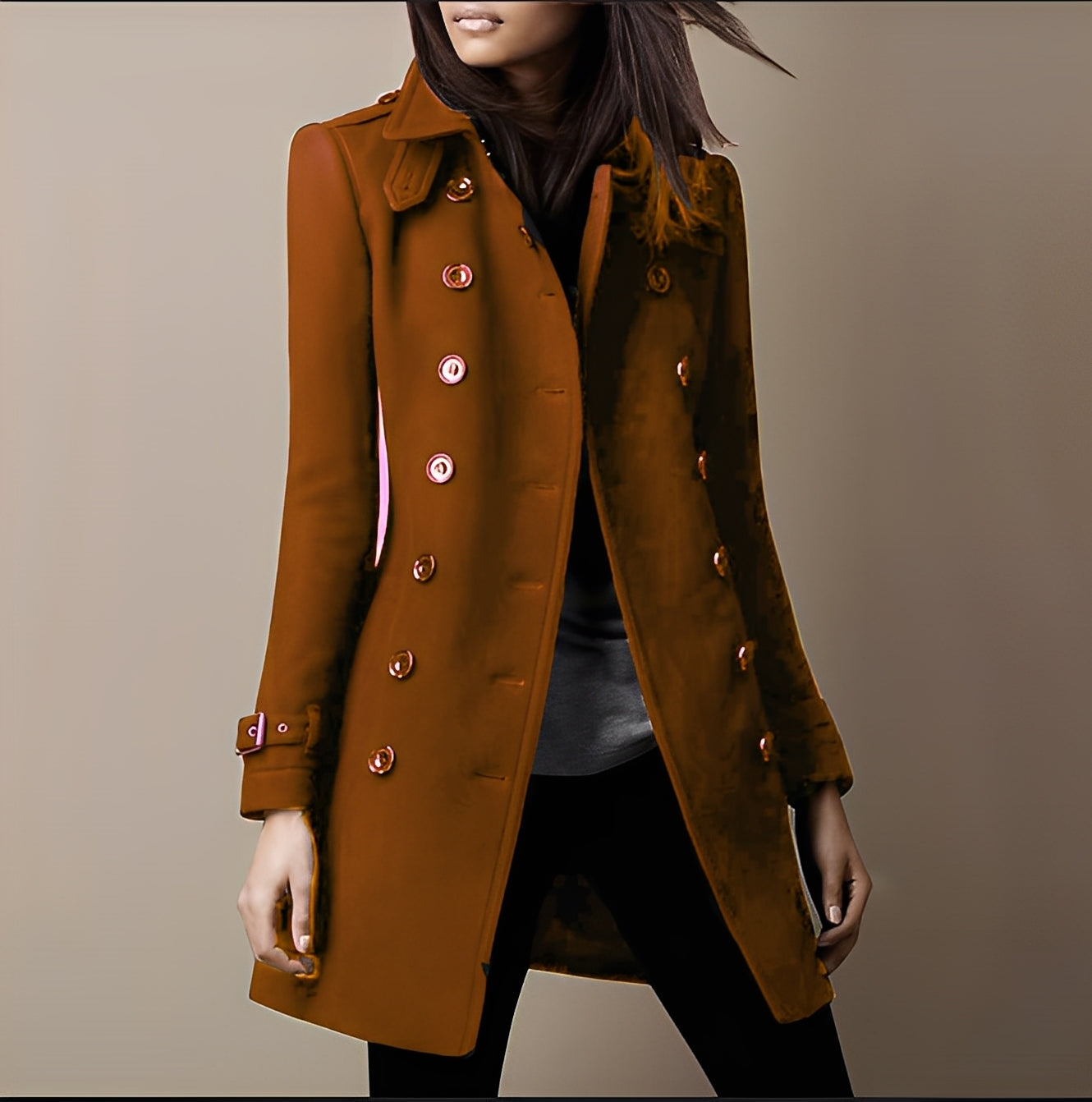 Aryana - Élégant manteau en laine à double boutonnage pour femme