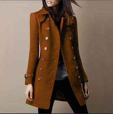 Aryana - Élégant manteau en laine à double boutonnage pour femme