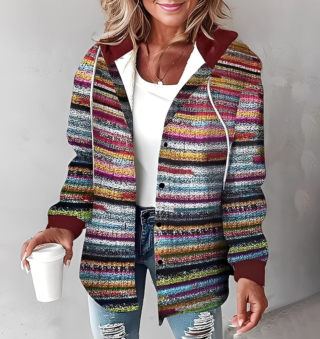 Éliette - Veste à capuche à carreaux d'hiver pour femmes