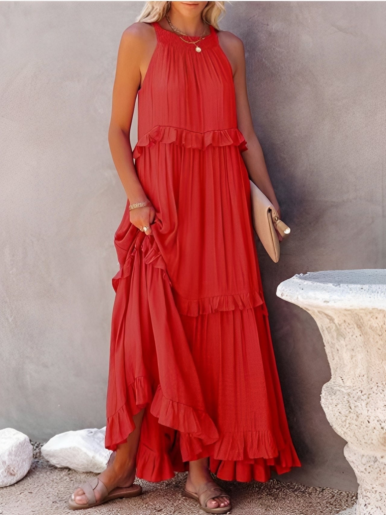 Zanna - Robe sans manches élégante avec volants pour femmes