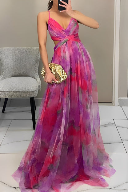 Olivia - Robe longue élégante à motif floral pour femmes