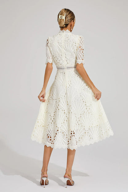 Pierre - Mid-length dress with lace and elegance