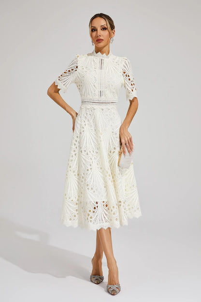 Pierre - Mid-length dress with lace and elegance