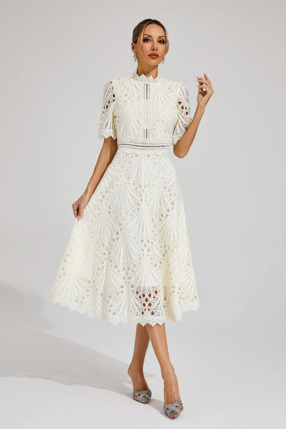 Pierre - Mid-length dress with lace and elegance