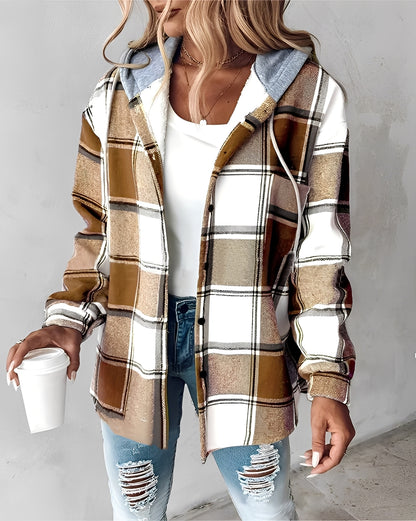 Éliette - Veste à capuche à carreaux d'hiver pour femmes