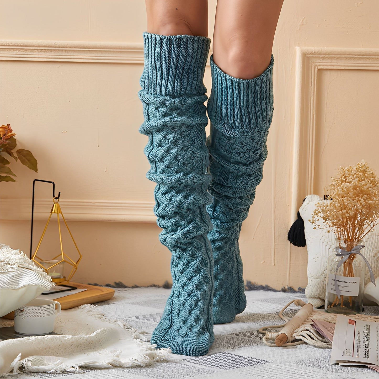 Jillian - Chaussettes longues en laine, élégantes et chaudes pour femmes
