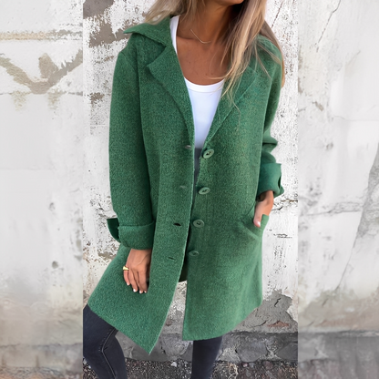 Odile - Long casual coat with lapels for women