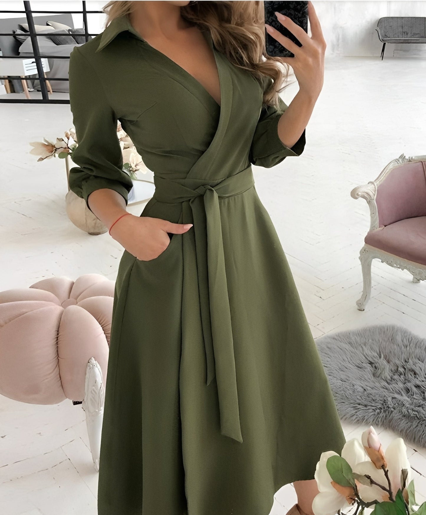 Rachael - Robe chic avec ceinture pour femmes