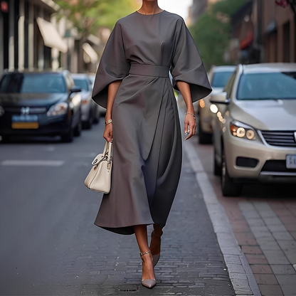 Lauriane - Elegant dress with puffed sleeves for women