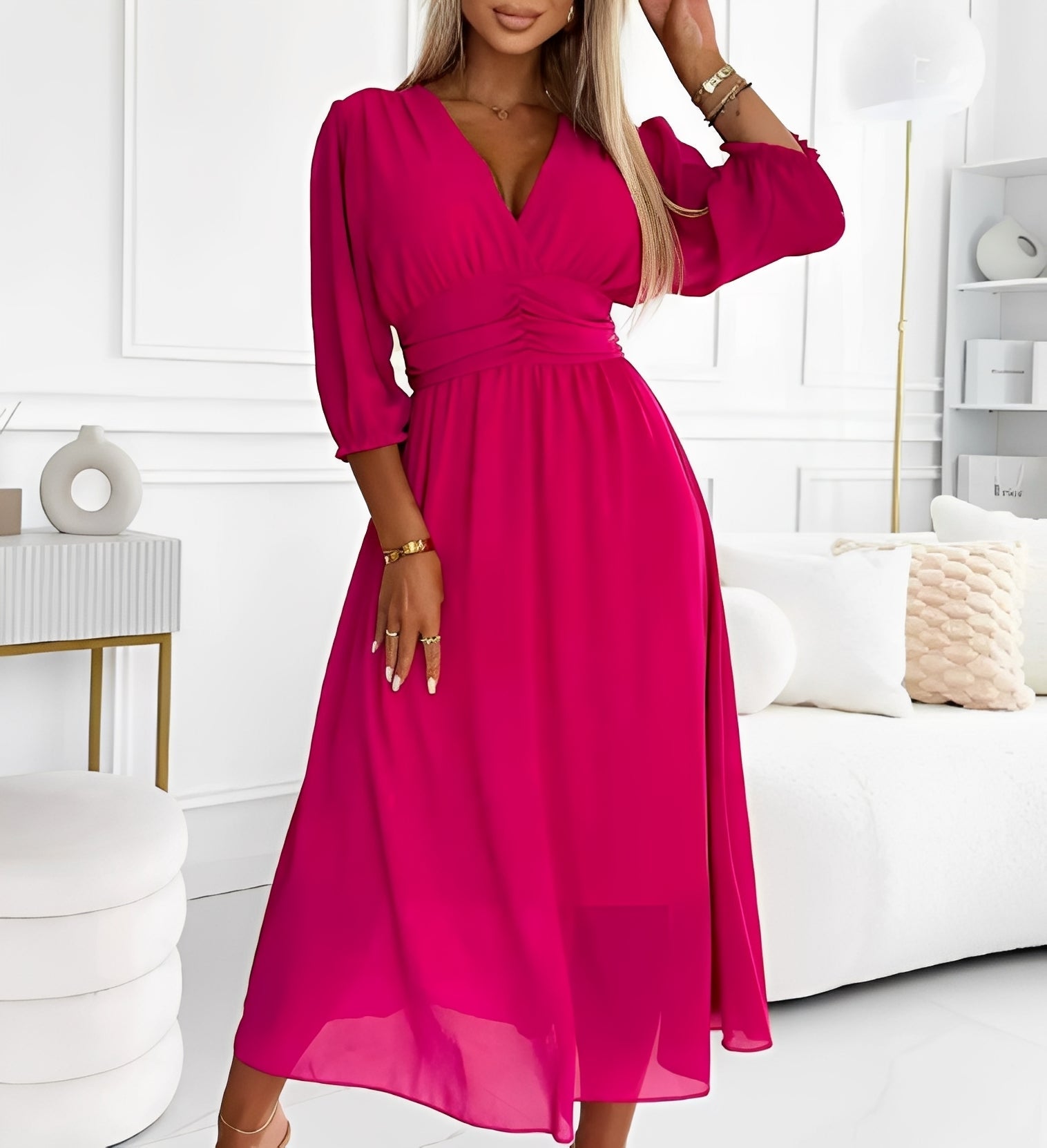 Aysha - Robe mi-longue avec manches longues