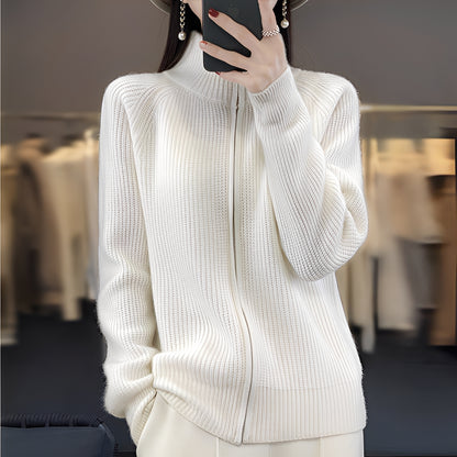 Margaret - Cardigan en laine avec fermeture éclair pour femmes