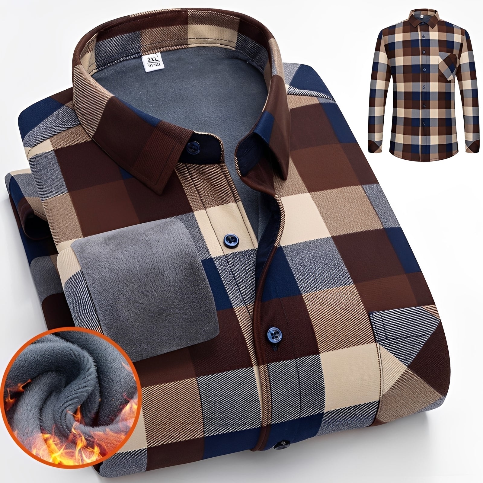 Anton - Élégante chemise à carreaux avec doublure polaire chaude pour hommes