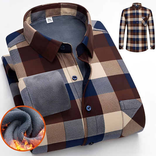 Anton - Elegantes kariertes Hemd mit warmer Futter aus Fleece für Herren