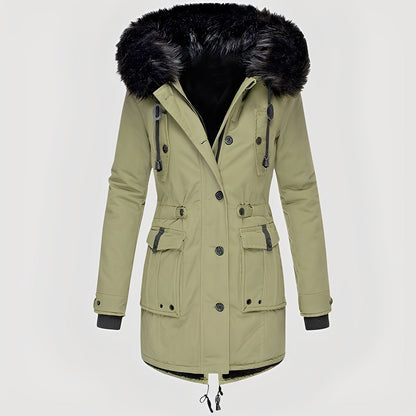 Elsie - Thick coat with hood and fleece lining for women