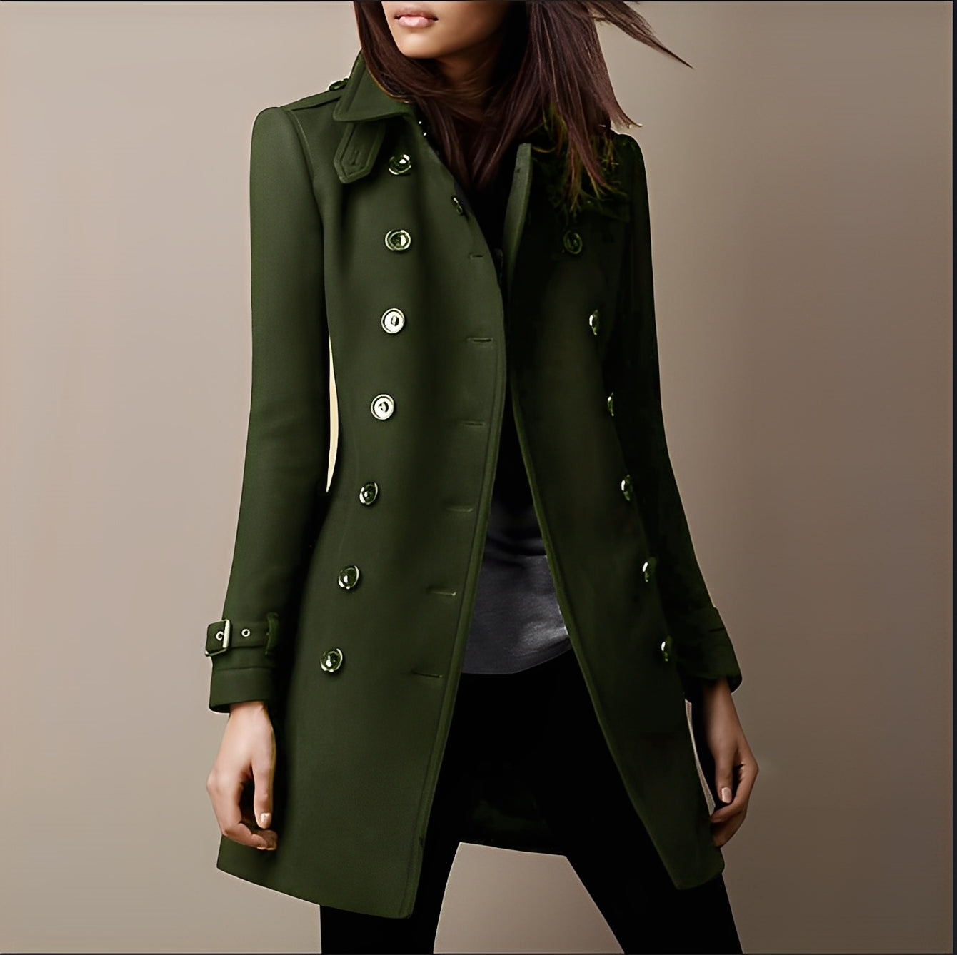 Aryana - Élégant manteau en laine à double boutonnage pour femme