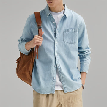 Dale - Chemise décontractée en jean avec poche pour homme