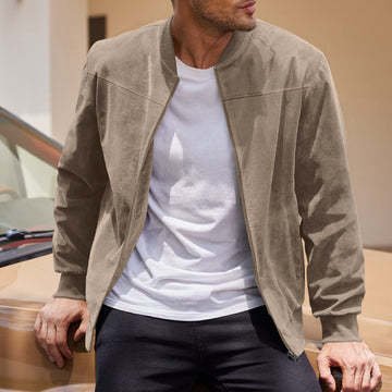 Randal - Blouson bomber en daim pour homme décontracté