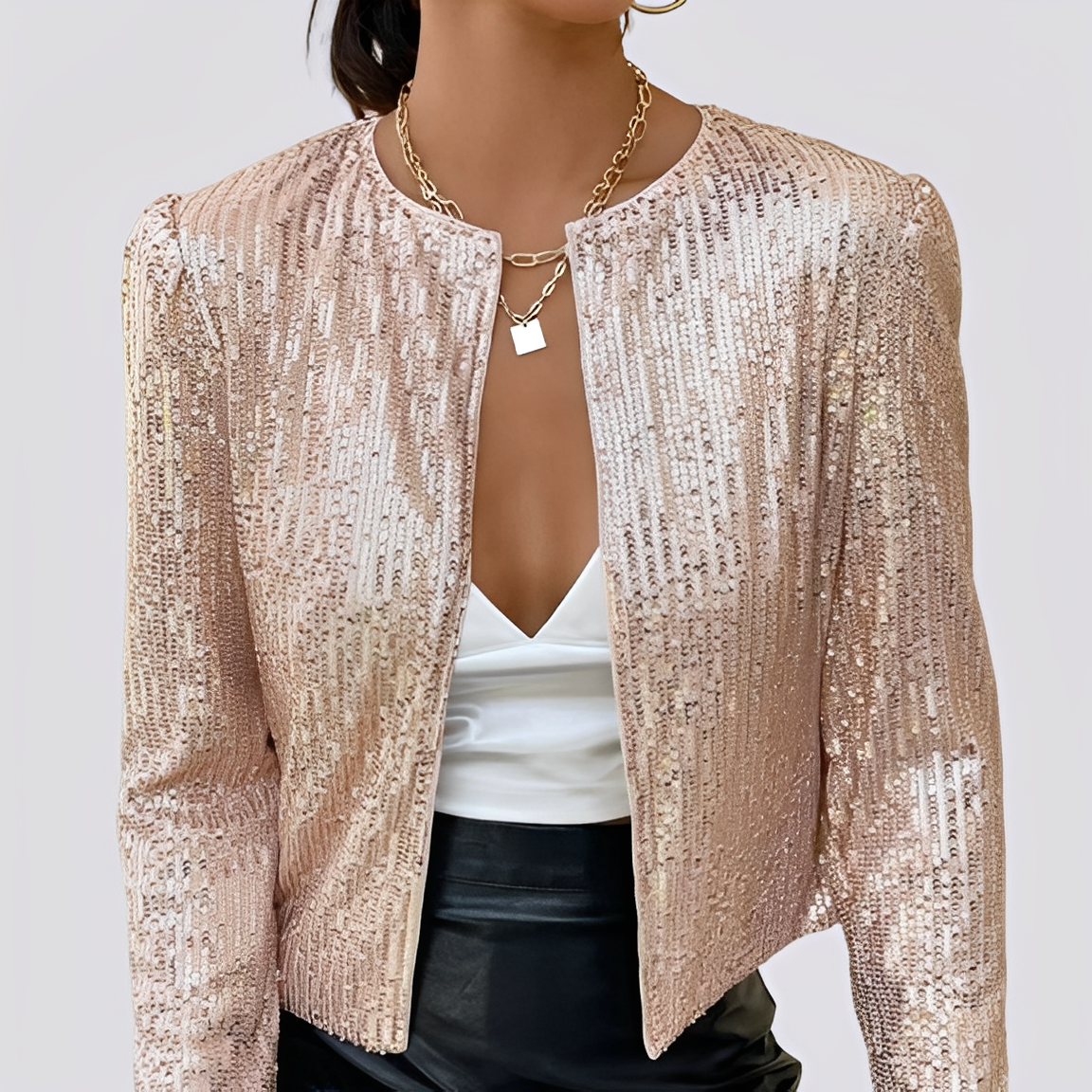 Isabelle - Eleganter kurzer Blazer mit Pailletten für Damen