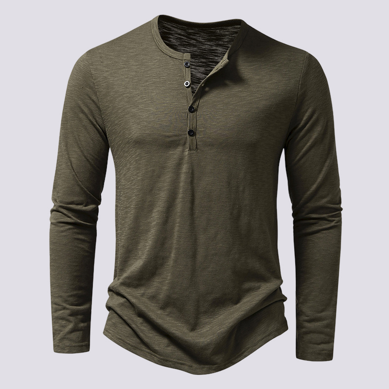 Tony - Chemise à manches longues décontractée avec patte de boutonnage pour hommes