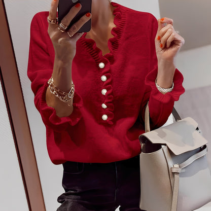 Isabella - Pull tricoté raffiné avec boutons pour dames