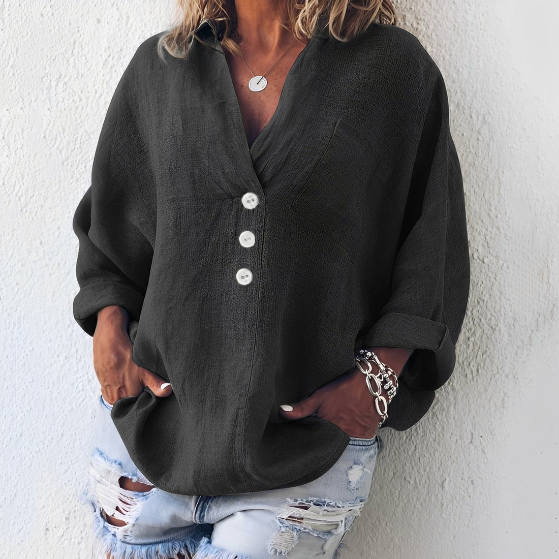 Sandra - Chemise ample à manches longues pour femmes