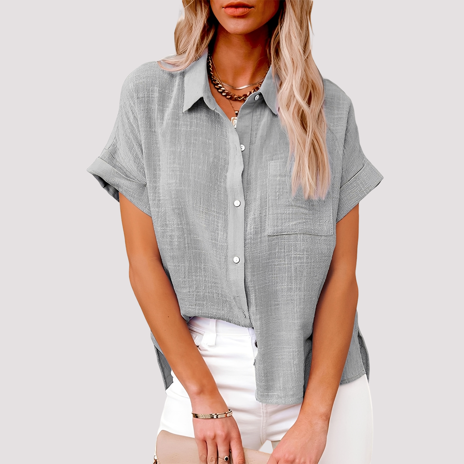 Josie - Blouse à manches courtes ample avec poche pour femmes