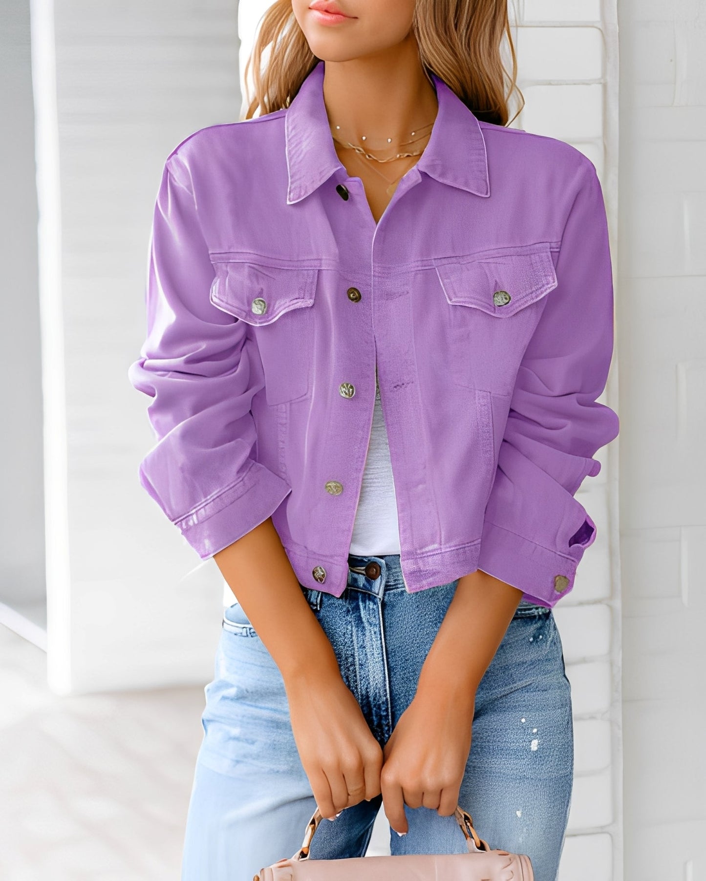 Paulene - Élégante veste en denim avec boutons et poches