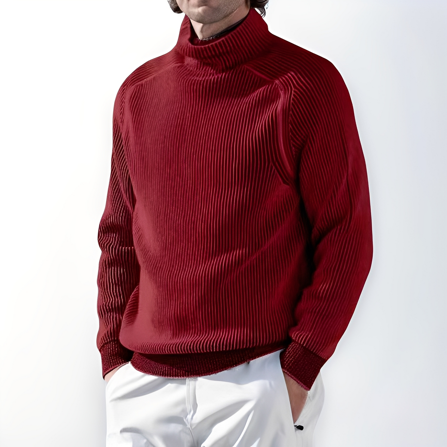 Jarrett - Pull pour homme en cachemire avec col haut, style relax