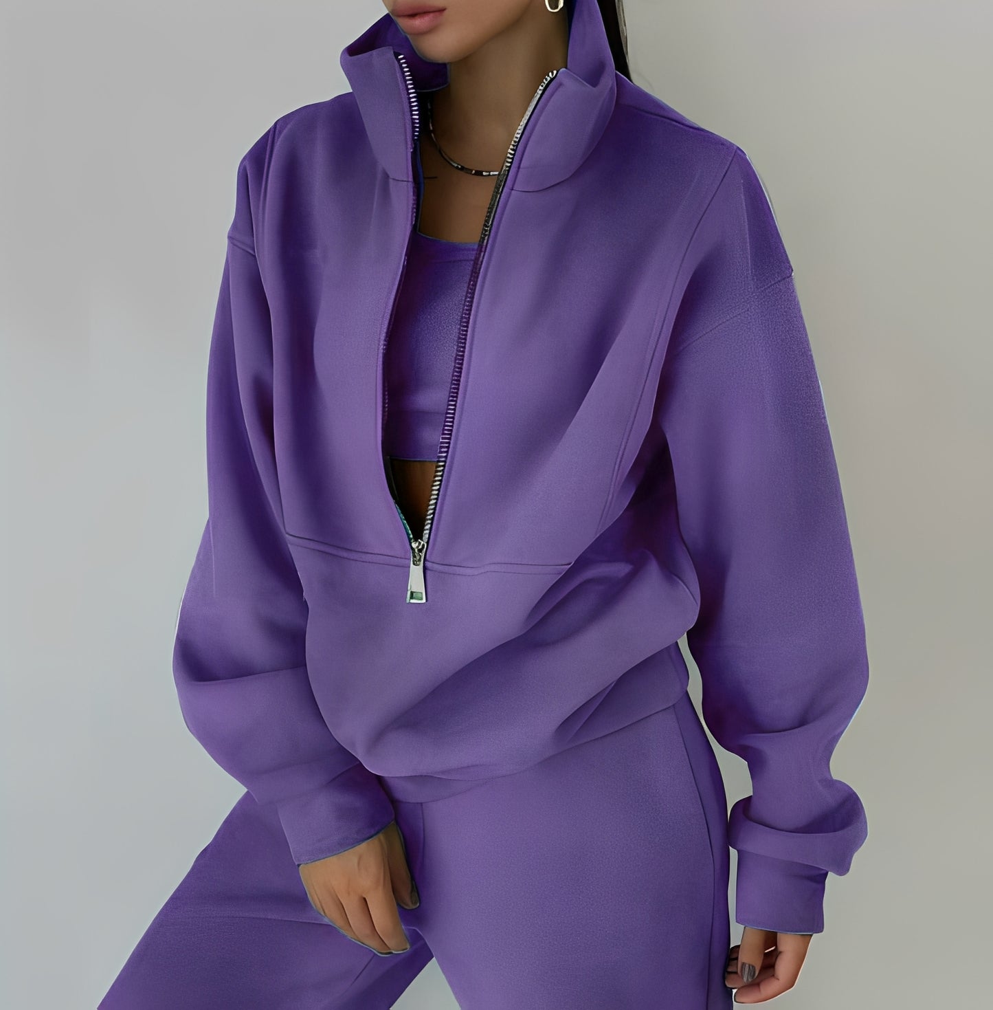 Mélissa - Lässiges zweiteiliges weites Set aus Fleece