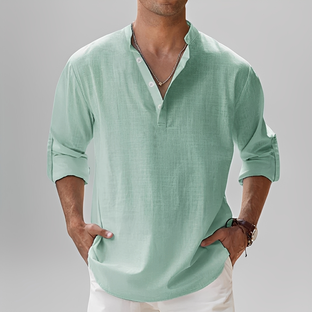 Ezriel - Bequemes Hemd mit halber Knopfleiste für Herren