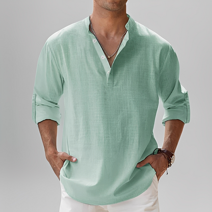 Ezriel - Bequemes Hemd mit halber Knopfleiste für Herren
