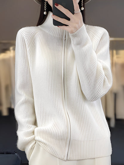 Brylee - Veste en laine contemporaine avec fermeture éclair pour femmes