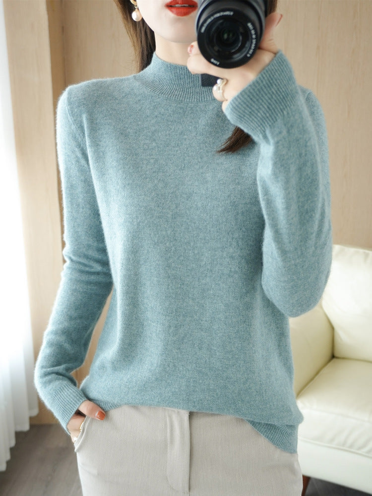 Carrie - Cozy and elegant sweater with mid-high collar for women