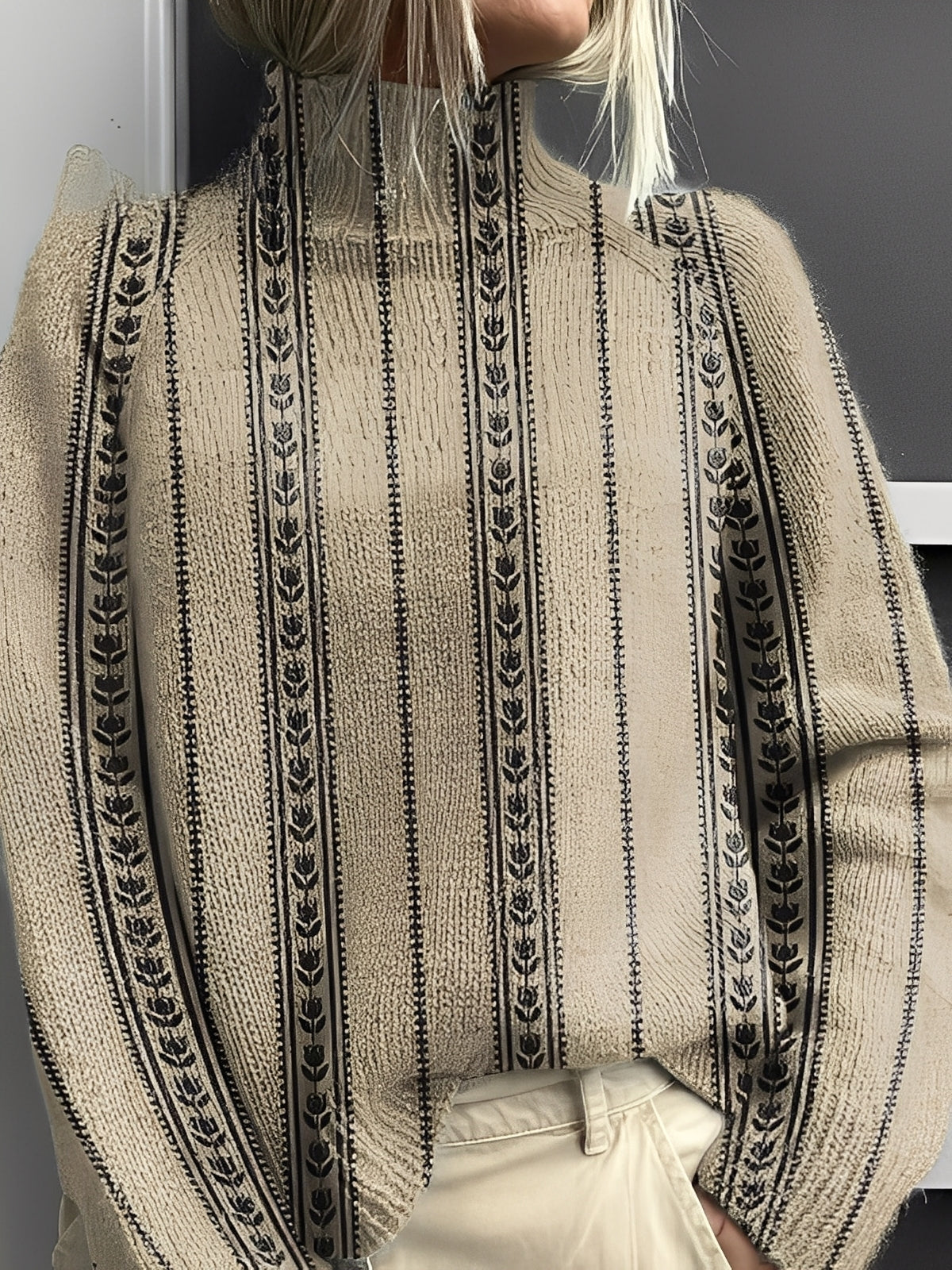 Giselle - Pull femme tendance au col roulé coloré